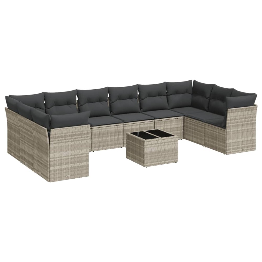 vidaXL Set canapele de grădină cu perne, 11 piese, gri, poliratan
