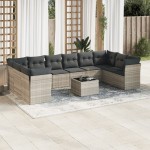 vidaXL Set canapele de grădină cu perne, 11 piese, gri, poliratan vidaXL Set canapele de grădină cu perne, 11 piese, gri, poliratan