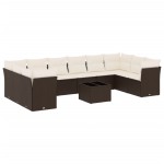 vidaXL Set canapele de grădină cu perne, 11 piese, maro, poliratan vidaXL Set canapele de grădină cu perne, 11 piese, maro, poliratan