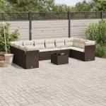 vidaXL Set canapele de grădină cu perne, 11 piese, maro, poliratan vidaXL Set canapele de grădină cu perne, 11 piese, maro, poliratan