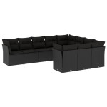 vidaXL Set canapele de grădină cu perne, 10 piese, negru, poliratan vidaXL Set canapele de grădină cu perne, 10 piese, negru, poliratan