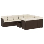 vidaXL Set canapele de grădină cu perne, 11 piese, maro, poliratan vidaXL Set canapele de grădină cu perne, 11 piese, maro, poliratan