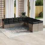 vidaXL Set canapele de grădină cu perne 10 piese gri deschis poliratan vidaXL Set canapele de grădină cu perne 10 piese gri deschis poliratan