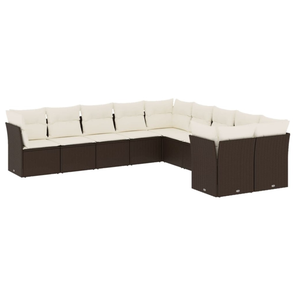 vidaXL Set canapele de grădină cu perne, 10 piese, maro, poliratan