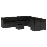 vidaXL Set canapele de grădină cu perne, 11 piese, negru, poliratan vidaXL Set canapele de grădină cu perne, 11 piese, negru, poliratan