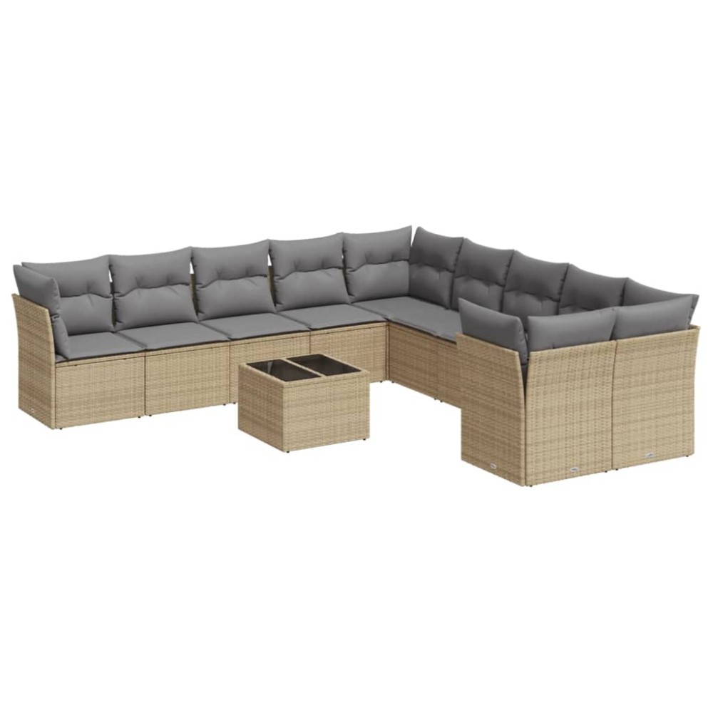 vidaXL Set canapele de grădină cu perne, 11 piese, bej, poliratan