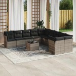 vidaXL Set canapele de grădină cu perne, 11 piese, gri, poliratan vidaXL Set canapele de grădină cu perne, 11 piese, gri, poliratan