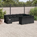 vidaXL Set canapele de grădină cu perne, 11 piese, negru, poliratan vidaXL Set canapele de grădină cu perne, 11 piese, negru, poliratan