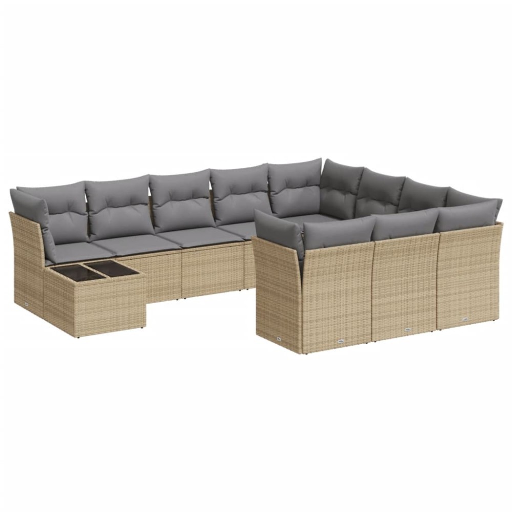 vidaXL Set canapele de grădină cu perne, 11 piese, bej, poliratan