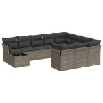 vidaXL Set canapele de grădină cu perne, 11 piese, gri, poliratan
