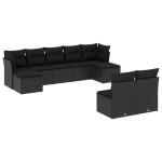 vidaXL Set mobilier de grădină cu perne, 9 piese, negru, poliratan vidaXL Set mobilier de grădină cu perne, 9 piese, negru, poliratan