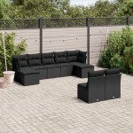 vidaXL Set mobilier de grădină cu perne, 9 piese, negru, poliratan vidaXL Set mobilier de grădină cu perne, 9 piese, negru, poliratan
