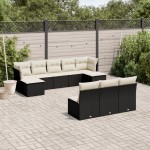 vidaXL Set canapele de grădină cu perne, 10 piese, negru, poliratan vidaXL Set canapele de grădină cu perne, 10 piese, negru, poliratan
