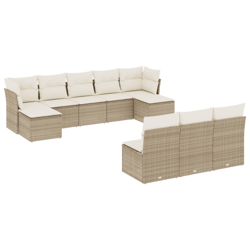 vidaXL Set canapele de grădină cu perne, 10 piese, bej, poliratan