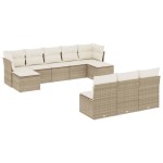 vidaXL Set canapele de grădină cu perne, 10 piese, bej, poliratan