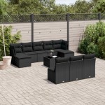 vidaXL Set canapele de grădină cu perne, 11 piese, negru, poliratan vidaXL Set canapele de grădină cu perne, 11 piese, negru, poliratan