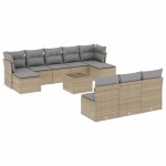 vidaXL Set canapele de grădină cu perne, 11 piese, bej, poliratan
