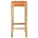 vidaXL Scaune de bar, 2 buc., maro, 75 cm, piele naturală