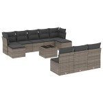 vidaXL Set canapele de grădină cu perne, 11 piese, gri, poliratan vidaXL Set canapele de grădină cu perne, 11 piese, gri, poliratan