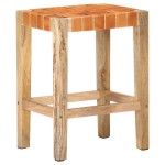 vidaXL Scaune de bar, 2 buc., maro, 60 cm, piele naturală