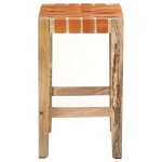 vidaXL Scaune de bar, 2 buc., maro, 60 cm, piele naturală