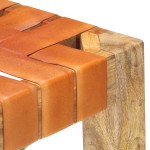 vidaXL Scaune de bar, 2 buc., maro, 60 cm, piele naturală