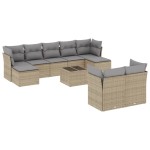 vidaXL Set canapele de grădină cu perne, 10 piese, bej, poliratan