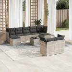 vidaXL Set canapele de grădină cu perne 10 piese gri deschis poliratan vidaXL Set canapele de grădină cu perne 10 piese gri deschis poliratan