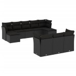 vidaXL Set canapele de grădină cu perne, 10 piese, negru, poliratan vidaXL Set canapele de grădină cu perne, 10 piese, negru, poliratan