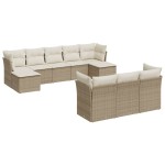 vidaXL Set canapele de grădină cu perne, 10 piese, bej, poliratan