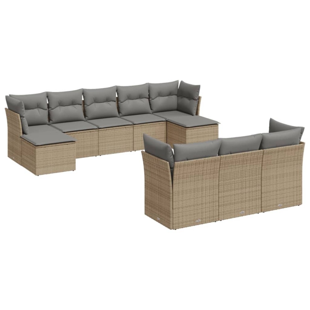 vidaXL Set canapele de grădină cu perne, 10 piese, bej, poliratan