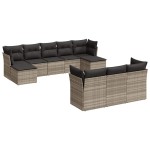 vidaXL Set canapele de grădină cu perne 10 piese gri deschis poliratan