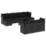 vidaXL Set canapele de grădină cu perne, 11 piese, negru, poliratan vidaXL Set canapele de grădină cu perne, 11 piese, negru, poliratan
