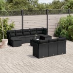 vidaXL Set canapele de grădină cu perne, 11 piese, negru, poliratan vidaXL Set canapele de grădină cu perne, 11 piese, negru, poliratan