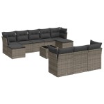 vidaXL Set canapele de grădină cu perne, 11 piese, gri, poliratan vidaXL Set canapele de grădină cu perne, 11 piese, gri, poliratan