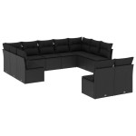 vidaXL Set canapele de grădină cu perne, 11 piese, negru, poliratan