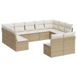 vidaXL Set canapele de grădină cu perne, 11 piese, bej, poliratan