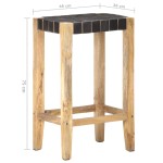 vidaXL Scaune de bar, 2 buc., negru, piele naturală, 75 cm vidaXL Scaune de bar, 2 buc., negru, piele naturală, 75 cm