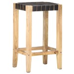 vidaXL Scaune de bar, 2 buc., negru, piele naturală, 75 cm vidaXL Scaune de bar, 2 buc., negru, piele naturală, 75 cm