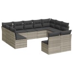 vidaXL Set canapele de grădină cu perne, 11 piese, gri, poliratan