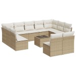 vidaXL Set canapele de grădină cu perne, 12 piese, bej, poliratan