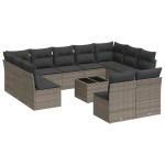 vidaXL Set canapea de grădină cu perne, 12 piese, gri, poliratan vidaXL Set canapea de grădină cu perne, 12 piese, gri, poliratan