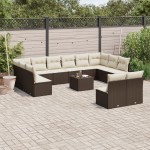 vidaXL Set canapele de grădină cu perne, 13 piese, maro, poliratan vidaXL Set canapele de grădină cu perne, 13 piese, maro, poliratan