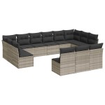 vidaXL Set canapele de grădină cu perne, 13piese gri deschis poliratan vidaXL Set canapele de grădină cu perne, 13piese gri deschis poliratan