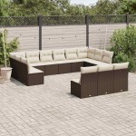 vidaXL Set canapele de grădină cu perne, 13 piese, maro, poliratan vidaXL Set canapele de grădină cu perne, 13 piese, maro, poliratan
