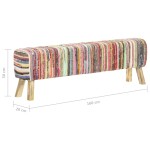 vidaXL Bancă, multicolor, 160 cm, țesătură chindi