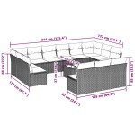 vidaXL Set mobilier de grădină cu perne,14 piesegri deschis, poliratan