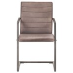 vidaXL Scaune de bucătărie cantilever, 2 buc., maro, piele naturală