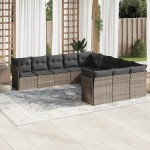 vidaXL Set canapele de grădină cu perne, 11 piese, gri, poliratan vidaXL Set canapele de grădină cu perne, 11 piese, gri, poliratan