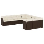 vidaXL Set canapele de grădină cu perne, 11 piese, maro, poliratan vidaXL Set canapele de grădină cu perne, 11 piese, maro, poliratan